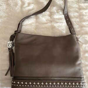 Studded Taupe Shoulder Bag